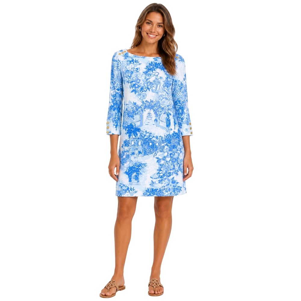 Lilly Pulitzer Hollee Dress Blue Peri Fountain Of Youth Boat Neck Shift Small